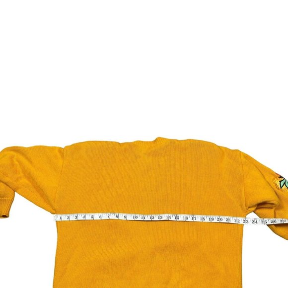 Vintage 90s IB Diffusion Yellow Knit Lined Cardigan Sweater Patch-Detail - Picture 12 of 13